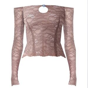 POSTER GIRL Mauve Lace Off-Shoulder Top